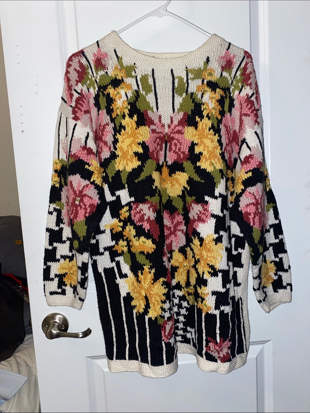 Floral Crewneck Sweater in Cream, Pink & Yellow